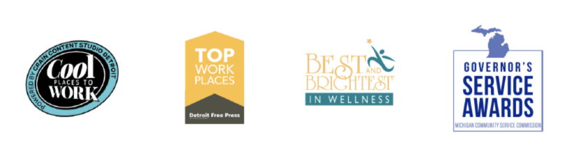 Icons for Cool Places to Work, Top Places to Work, Best and Brightest in Wellness, and Governor's Service Awards