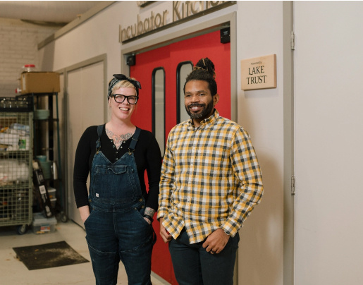 Program Directors standing in front of Growing Hope Kitchen Incubator for Food Entrepreneurs